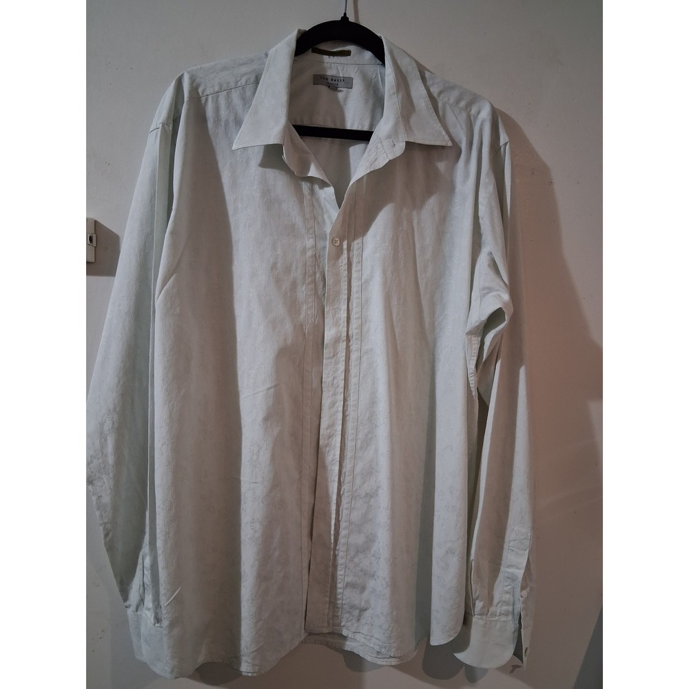 Ted Baker London Mens Textured Pinstripe Floral Jacquard Button Down Shirt Sz 6